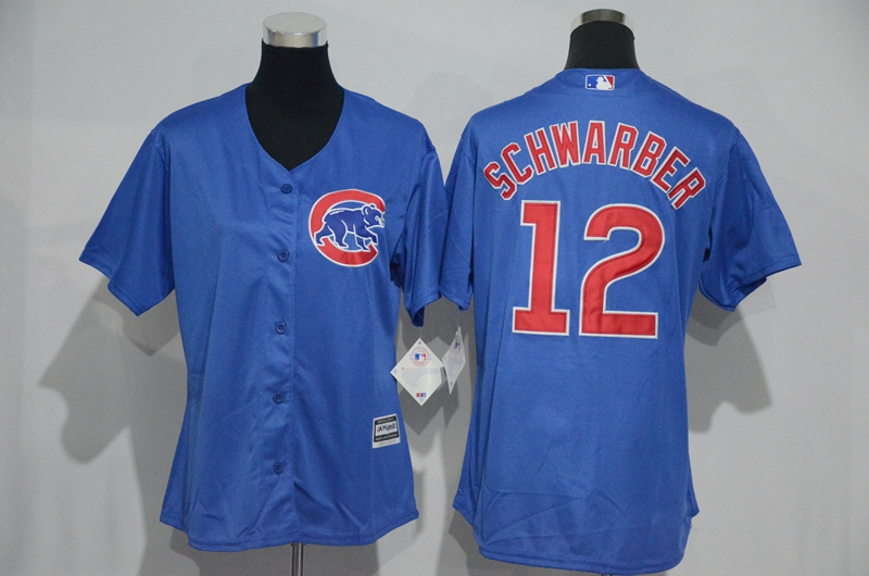Womens 2017 MLB Chicago Cubs #12 Schwarber Blue Jerseys